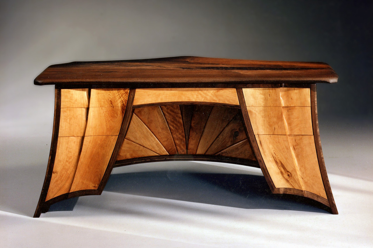 Walnut Desk, view one, Ray Kelso